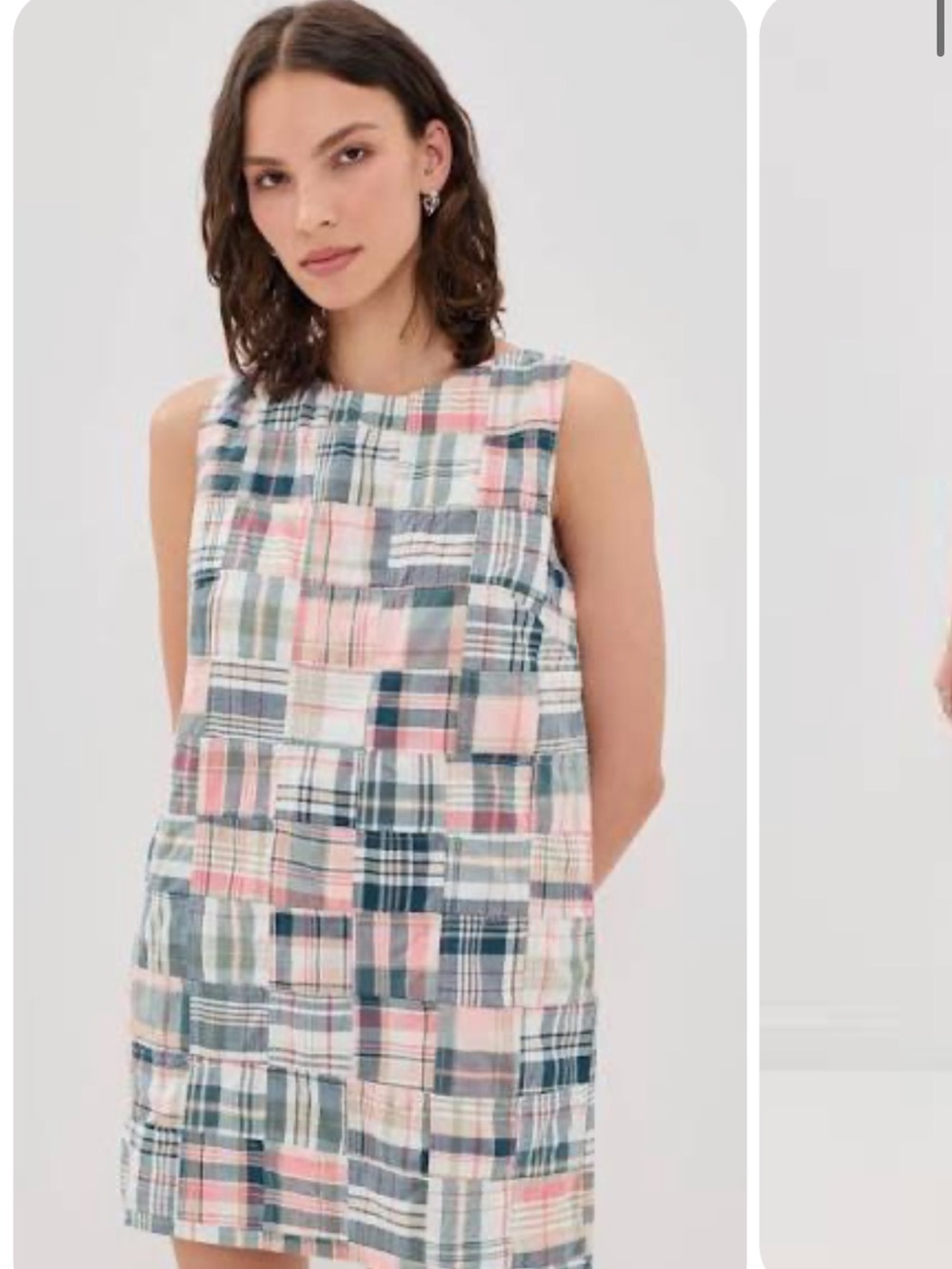 Marea madras Sleeveless Patchwork Plaid Shift Dress in Pink and Blue xs